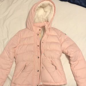 Pink Sherpa Lined Hollister Puffer Jacket